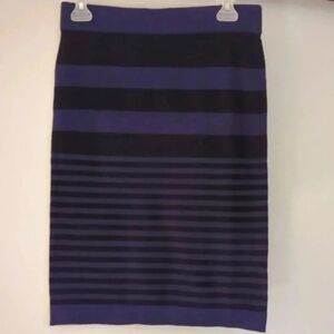UNIQ | Purple and Black Striped Stretchy Knee  Length Skirt
